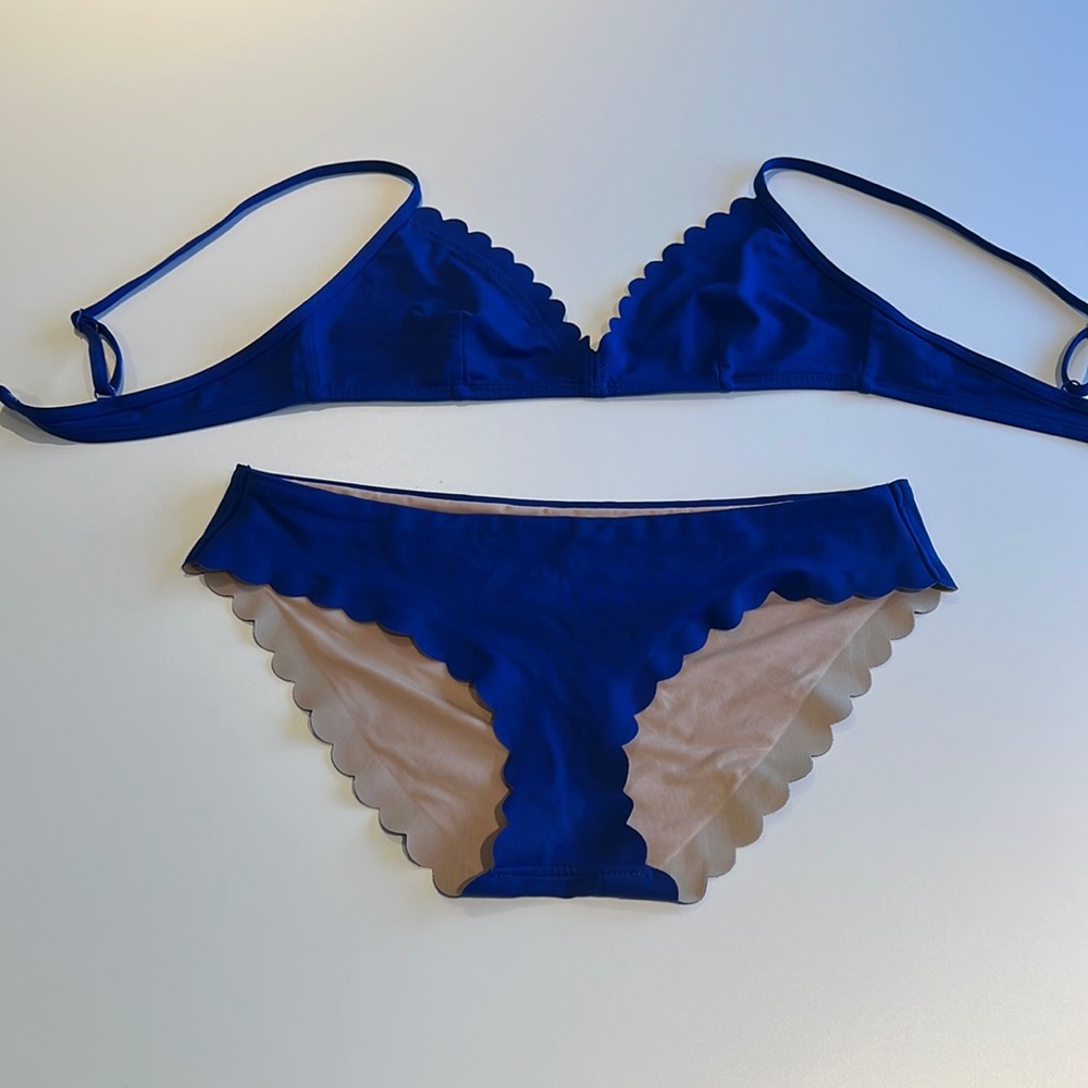 Blue JCrew scalloped bikini size small